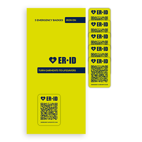 ER-ID Garment Emergency Tag - IRON ON - 5 pcs.